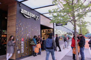 Amazon Go storefront with people outside