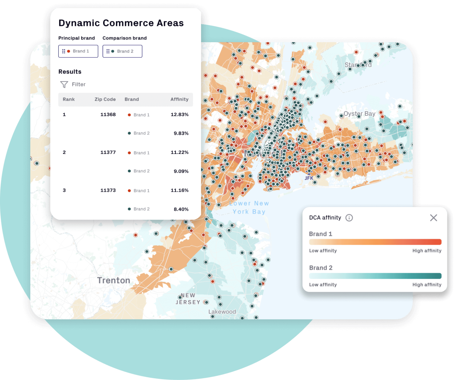 Dynamic Commerce Areas shown on map