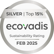 The silver logo of ecovadis, showing that locala is top 15% in sustainability Rating. This award was given in Feb 2025