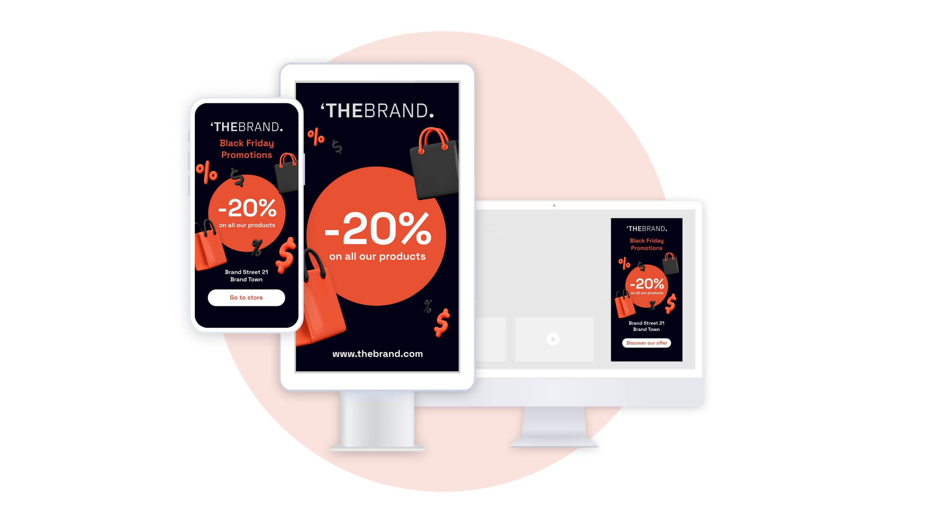 desktop, mobile, DOOH Black Friday creative