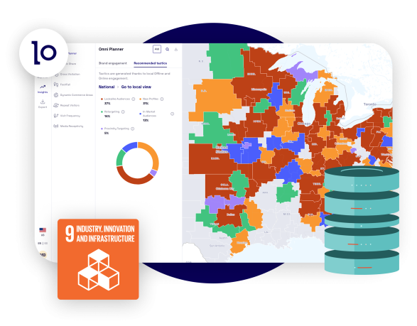 Illustration of Locala's platform : A heatmap of different american regions