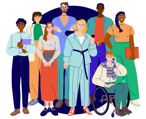 Illustration of a diverse group of people