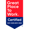 Logo of Great place to Work, written certified from november 25 to november 26