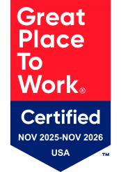 Logo of Great place to Work, written certified from november 25 to november 26 fo USA